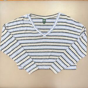 Wild Fable Striped Long Sleeve V-Neck Top - Size Small